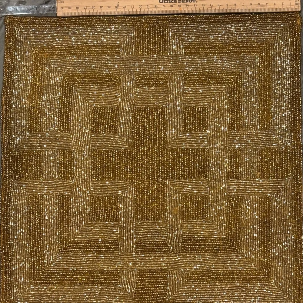 Z Gallerie Gold Beaded Table Runner